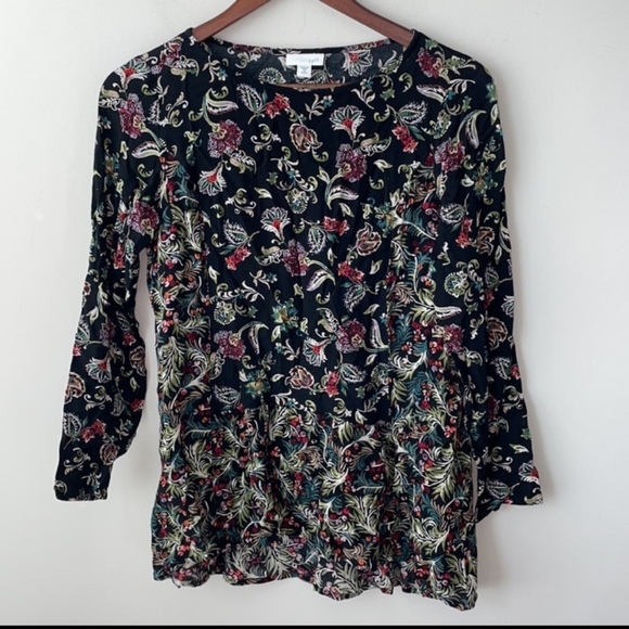 🆕J. Jill | Floral Print Flounce Top a Women's  Size XS Petite - Picture 2 of 7